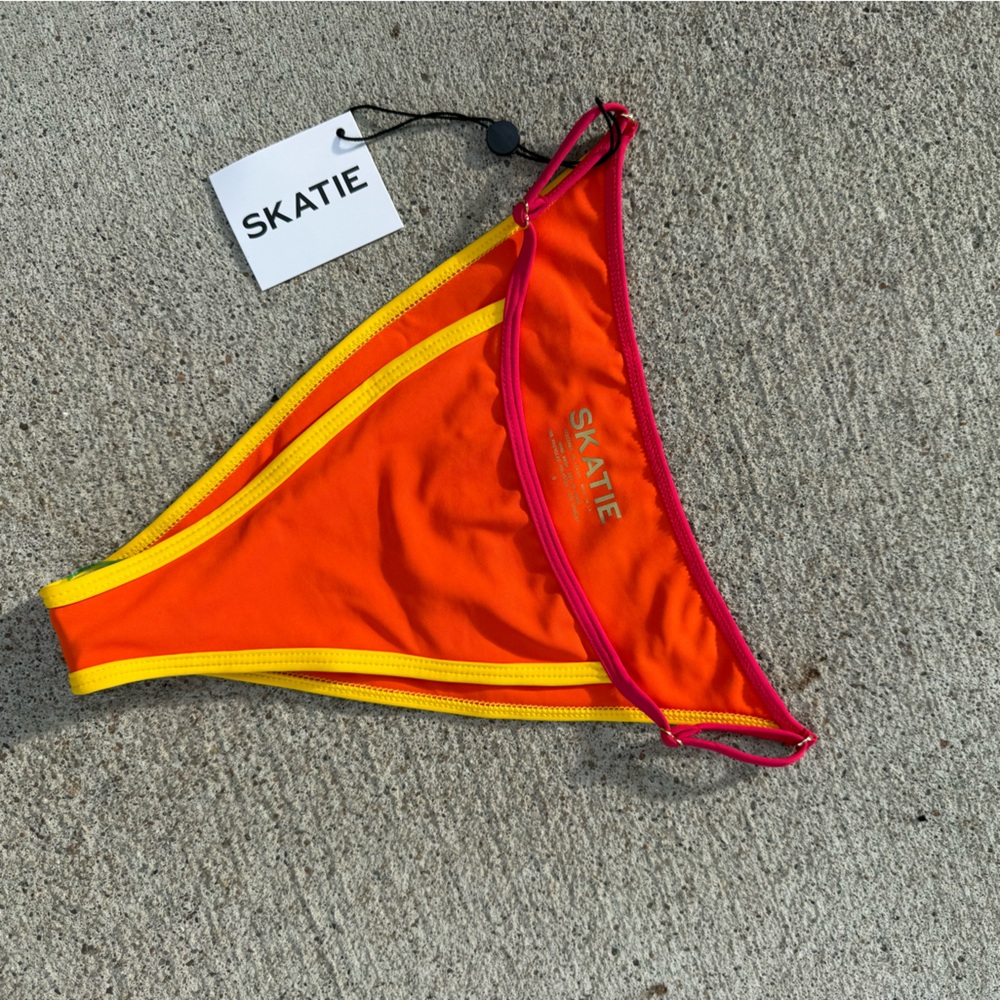 Skatie Orange Bikini Bottom with Yellow and Pink Accents